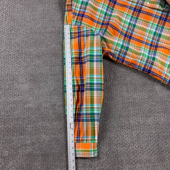 Ralph Lauren Button Down Shirt Men's 2XB Classic Fit Orange Green Plaid Check - Picture 9 of 10